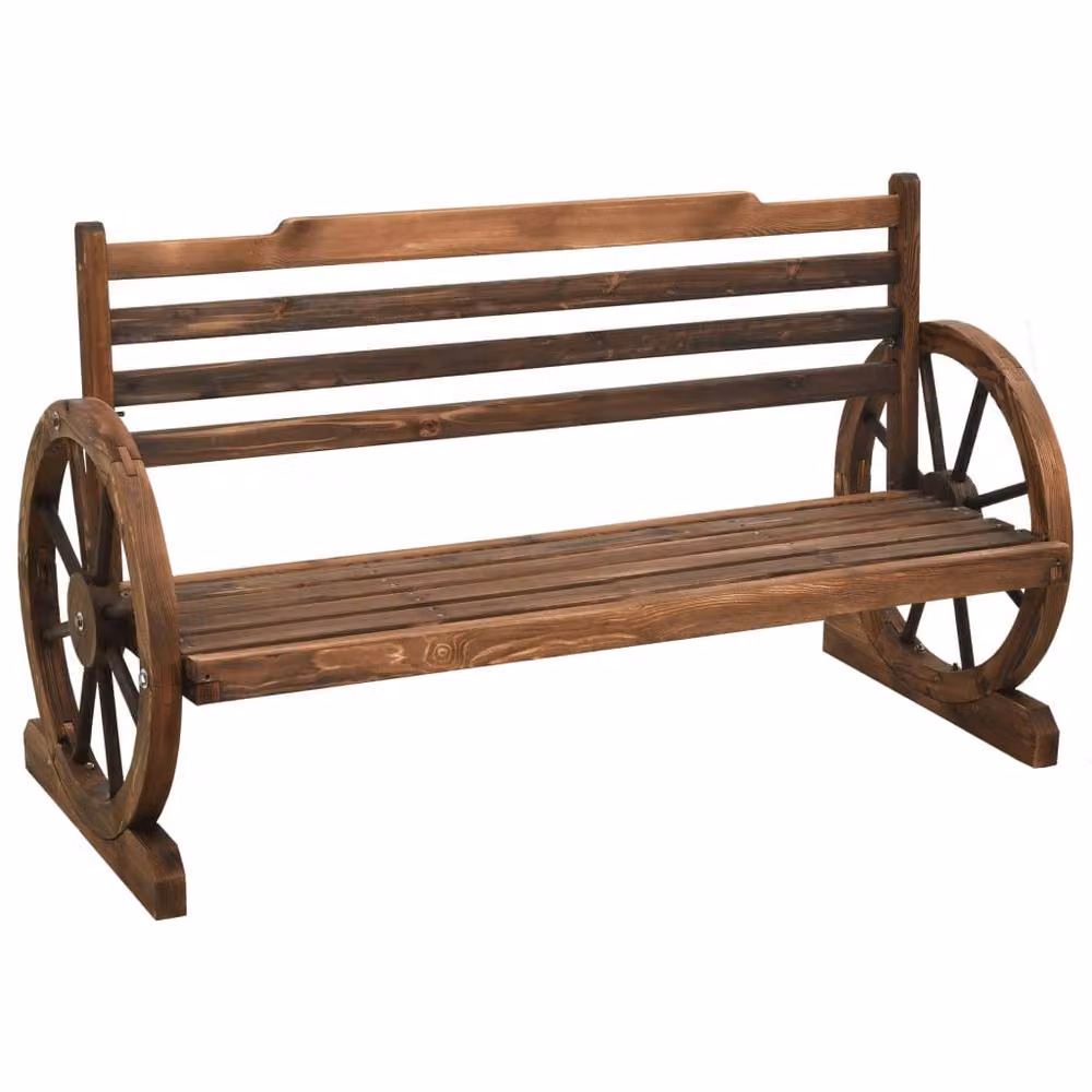 Berkfield Home Rustic Solid Firwood Garden Bench in Brown, Width: 112 cm – 2