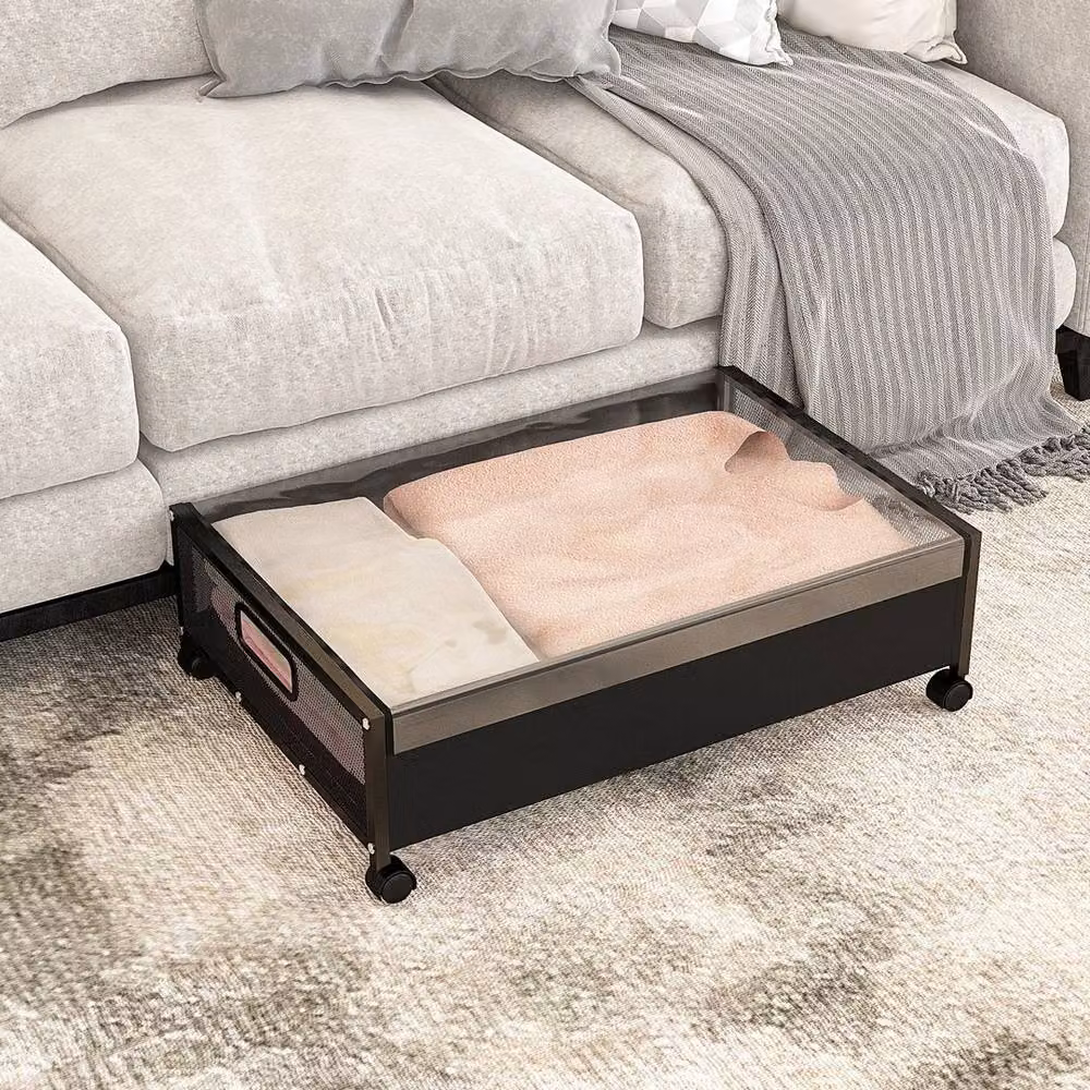 Kelvenix Black Metal Underbed Storage Box on Wheels – 3
