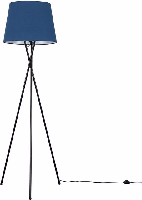 ValueLights Camden Tripod Floor Lamp with Tapered Fabric Shade in Blue