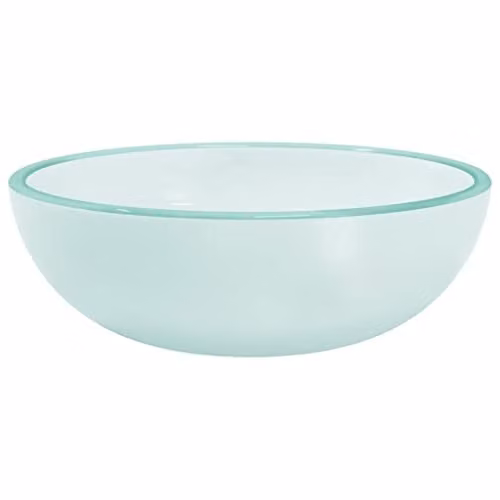 vidaXL Round Tempered Glass Countertop Basin in Turquoise, W: 35 cm, D: 35 cm, H: 12 cm