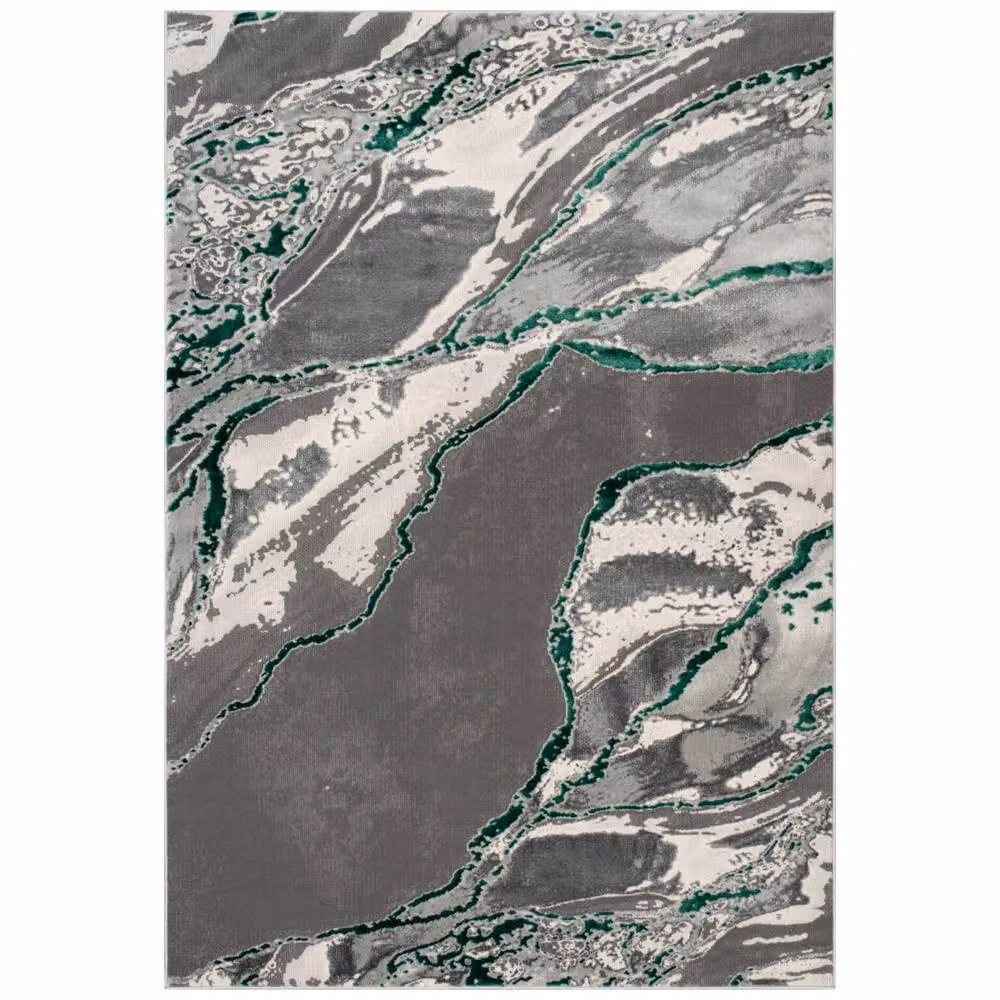 Smart Living Parma Modern Carved Abstract Rug in Green, W: 200 cm, D: 290 cm – 3