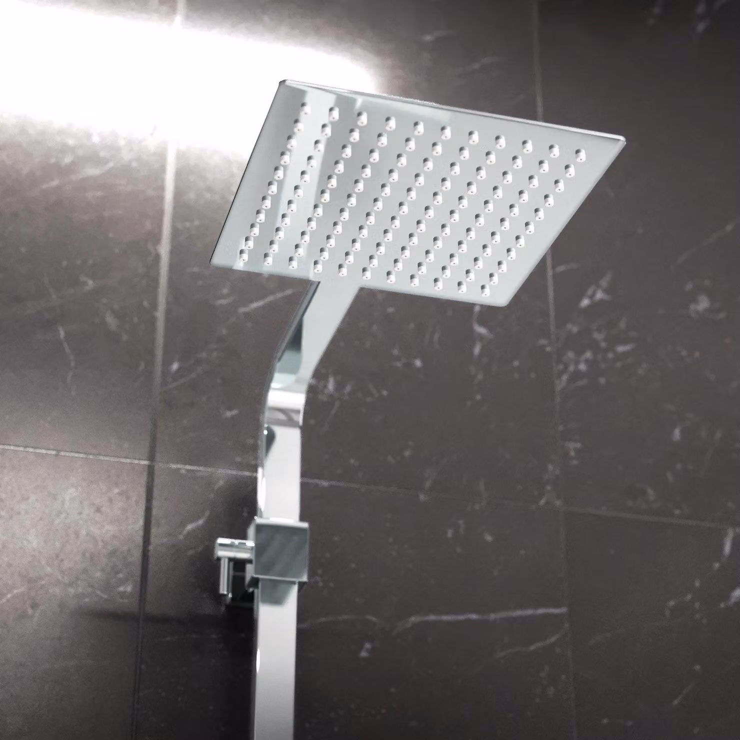 Nes Home Modern Square Exposed 2-Way Thermostatic Mixer Shower Set in Silver – 2