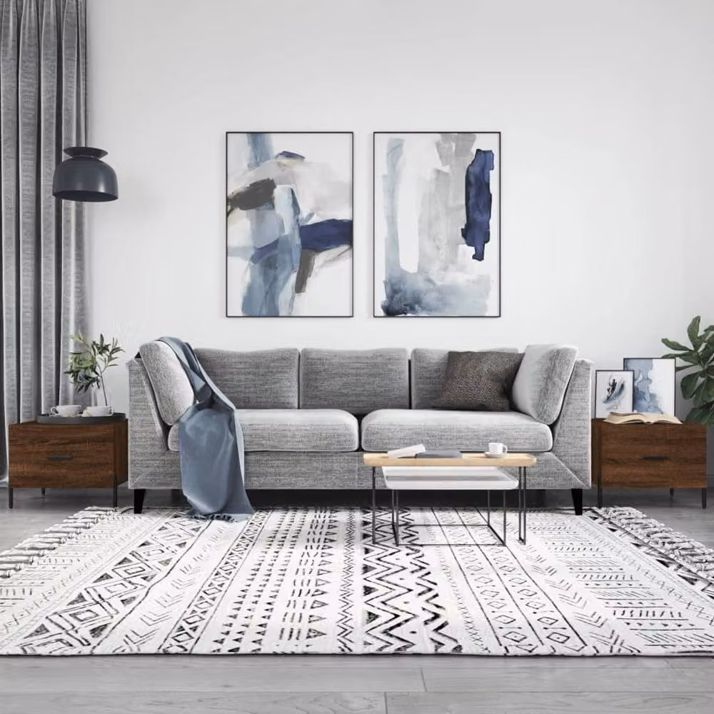 Berkfield Home Set of 2 Modern Square Coffee Tables in Brown Oak, W/D/H: 50 x 50 x 40 cm – 1