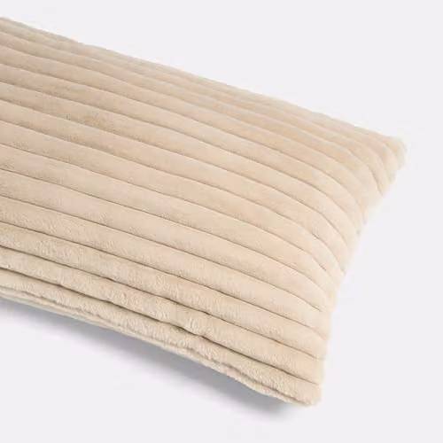 OHS Ribbed Faux Fur Bolster Pillow in Sand, W/D/H: 125 x 45 x 45 cm – 3