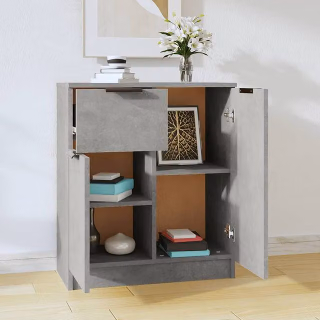 Berkfield Home Sideboard in Concrete Grey, W/D/H: 60 x 30 x 70 cm