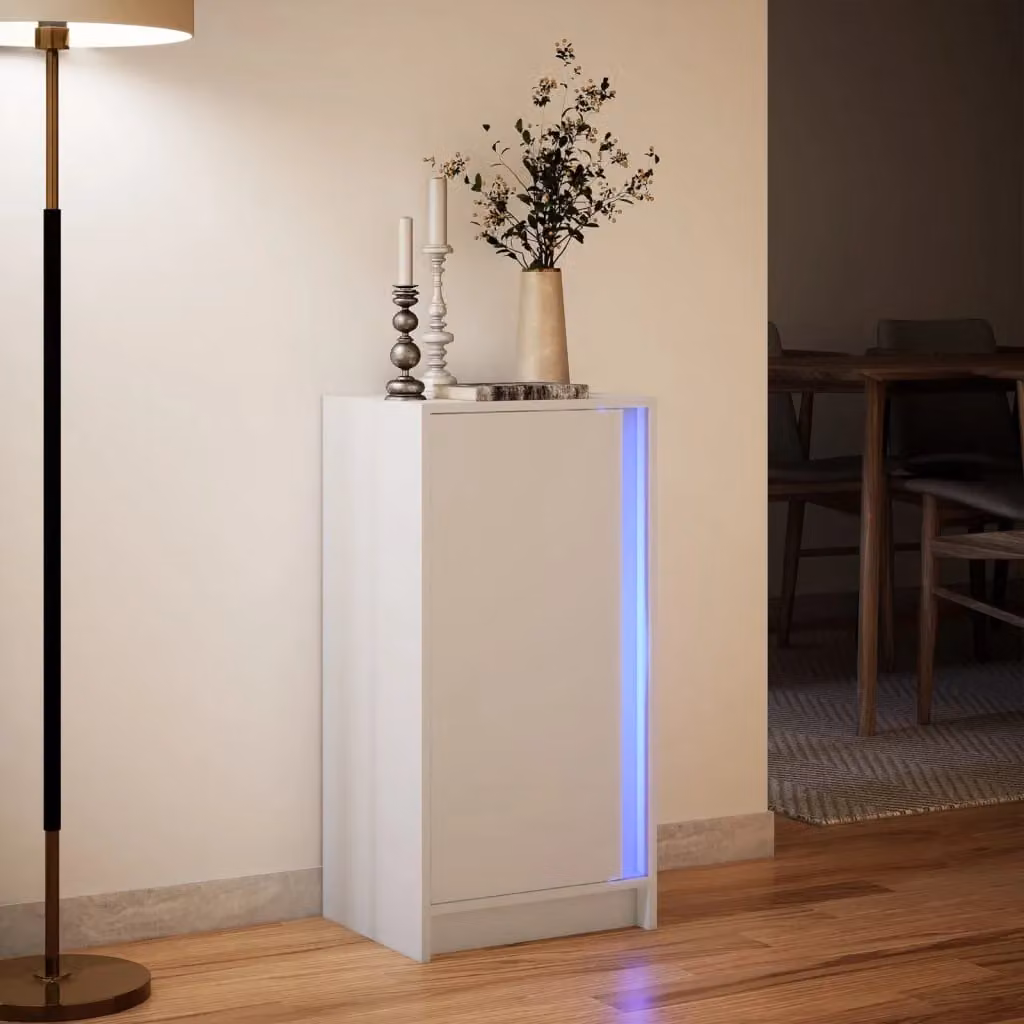 Berkfield Home Modern White Sideboard with Integrated LED Lighting, W/D/H: 42.5 x 34 x 85 cm – 2
