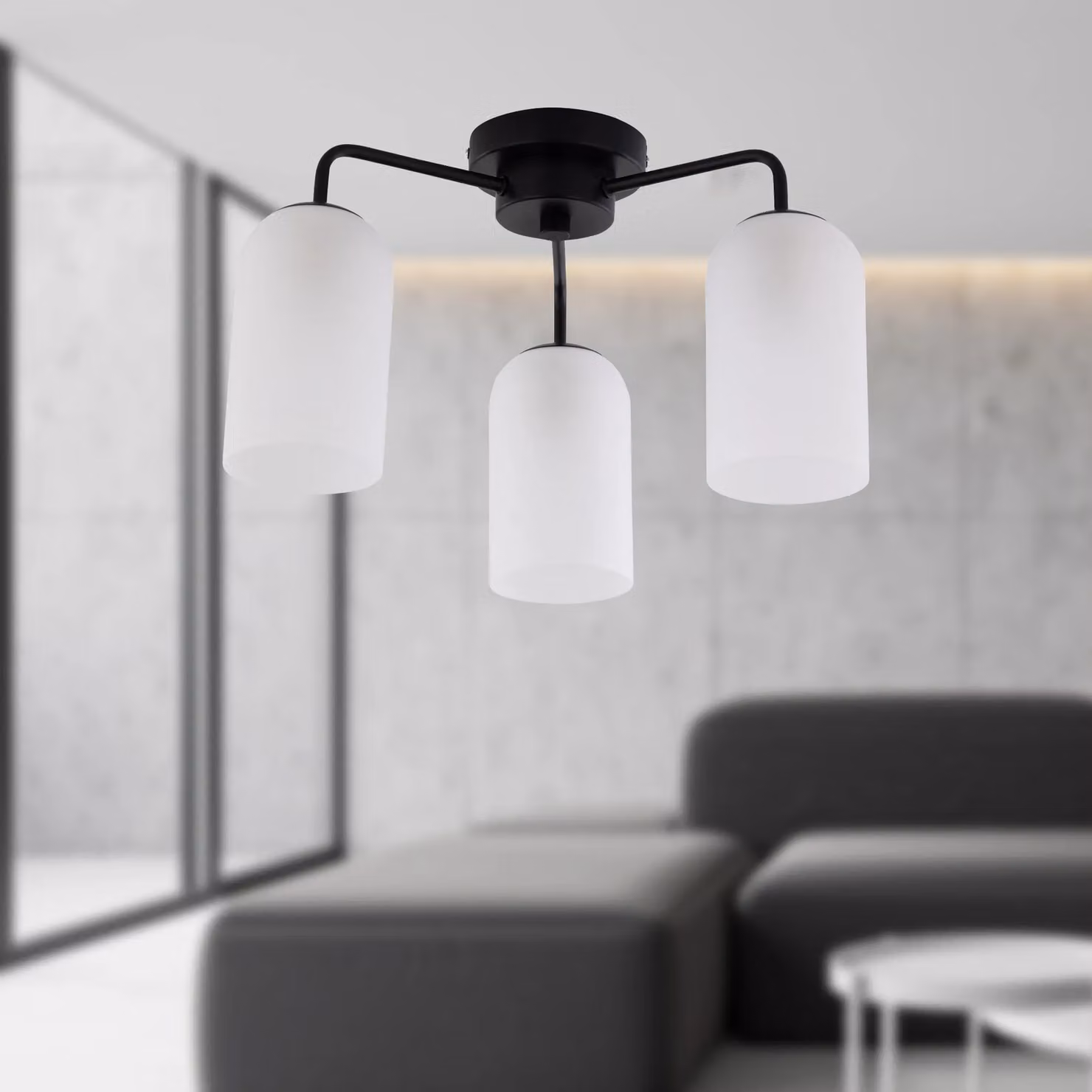 First Choice Lighting Victoria Set of 2 Black Semi Flush Ceiling Lights with Glass Shades – 2