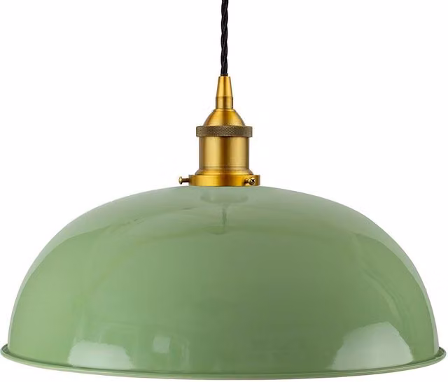 SE Home Worcester Pendant Light in Mint Green with Antique Gold and Black Twisted Details