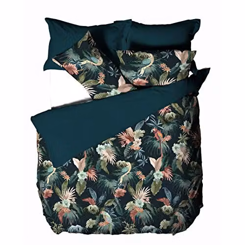 Linen House Fernanda Floral Duvet Cover and Pillowcase Set, Multicolour, W/D/H: 135 x 200 cm and 50 x 75 cm – 4
