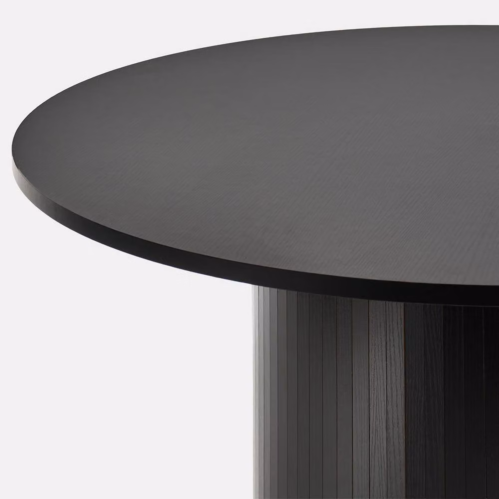 OHS Madison Ribbed Round Dining Table in Black Wood Effect – 4