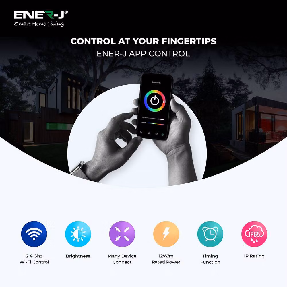 ENER-J Smart WiFi RGB LED Neon Flex Kit, 3m, White – 3