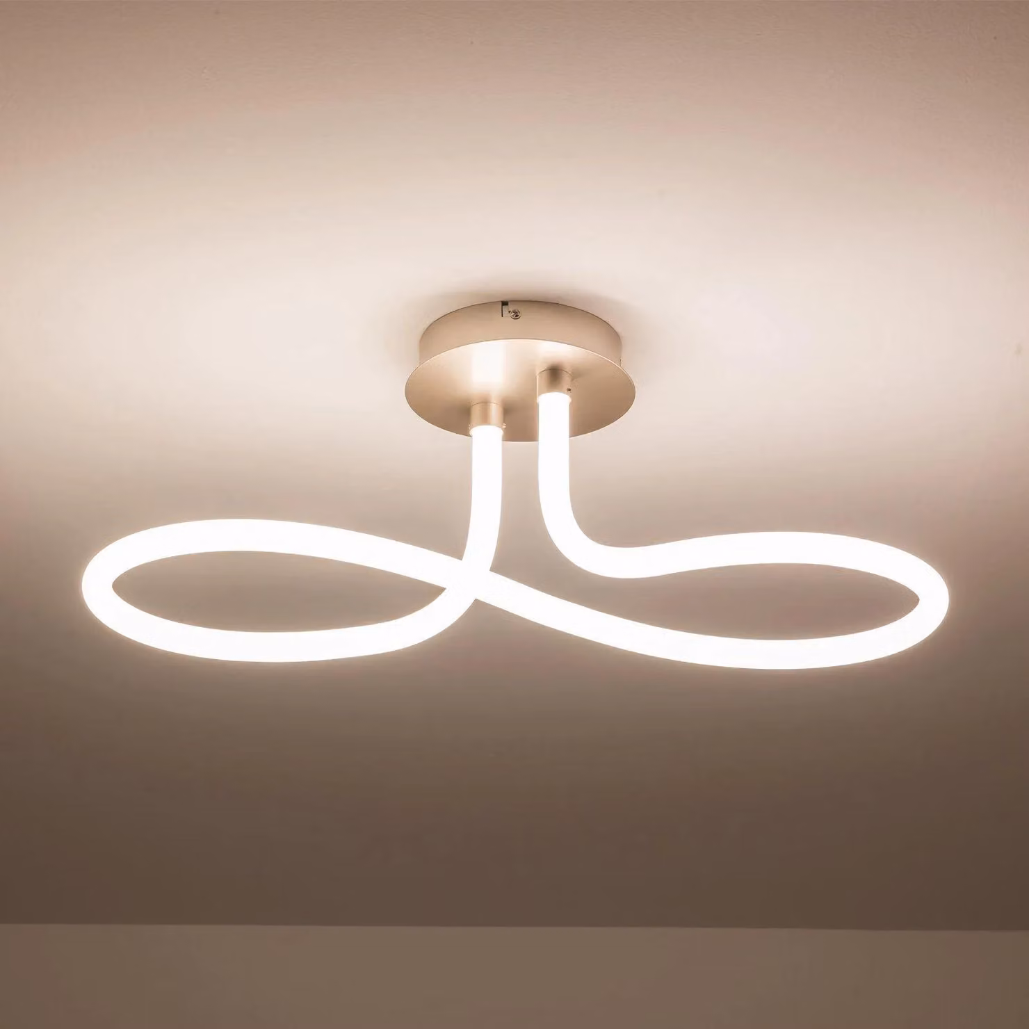 Harper Living LED 1 Light Semi-Flush Ceiling Light with Polycarbonate Shade in Silver Matt Nickel – 2