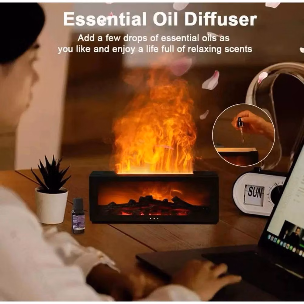 NESTLUNE Flame Essential Oil Diffuser and Ultrasonic USB Air Humidifier in Black – 3