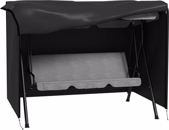 Outsunny Black Water-Repellent Three-Seater Swing Chair Protective Cover, W: 205 cm, D: 124 cm