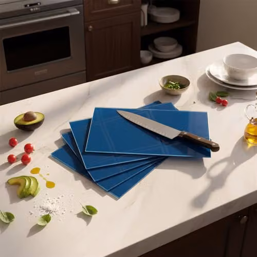 Harbour Housewares Blue Glass Rectangular Chopping Board, W: 50 cm x D: 40 cm – 3