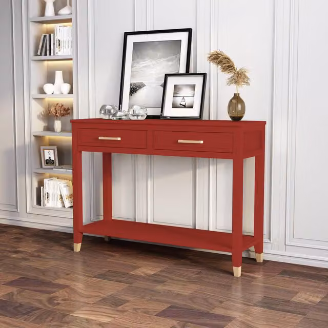 Cabinet Bits Palazzi 2 Drawer Console Table in Red Metal – 1