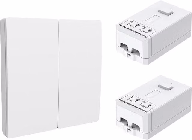ENER-J 2 Gang Wireless Kinetic Switch and 5A RF Receiver Set in White – 1