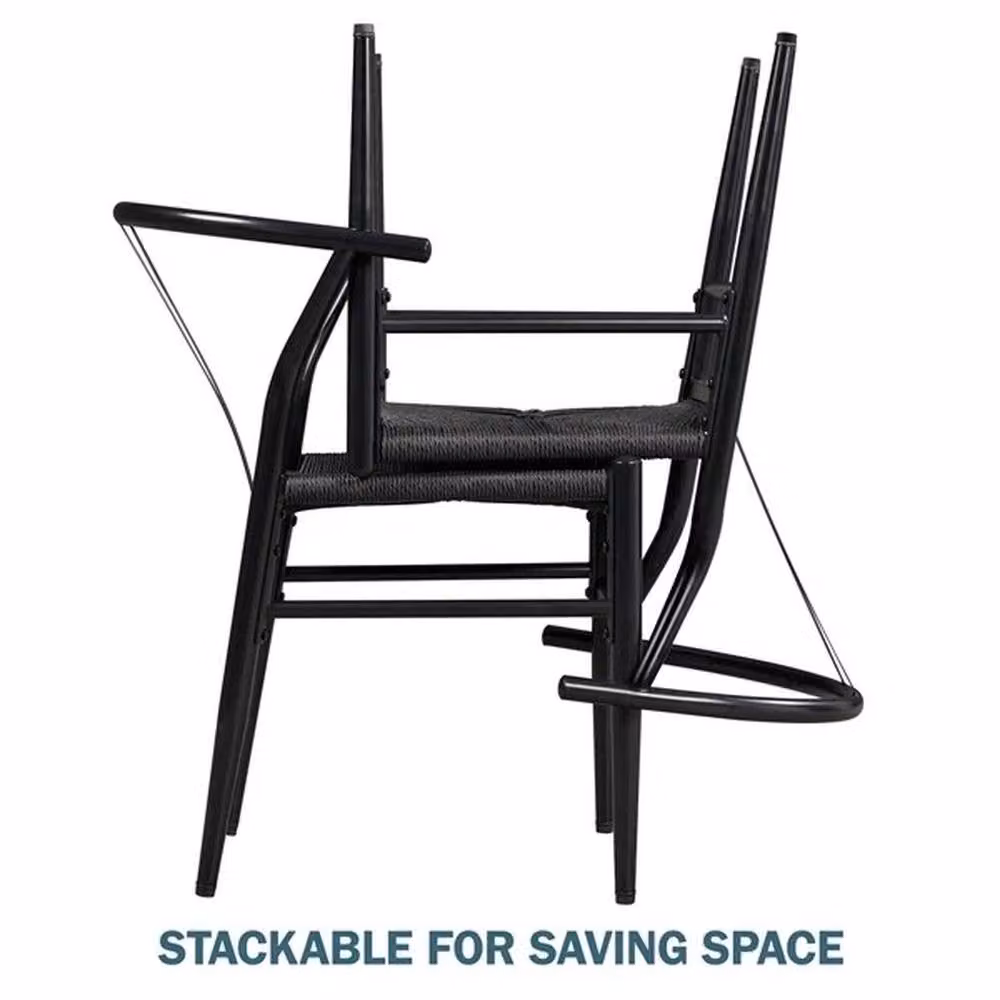 KORVIXA Modern Black Weave Arm Chair W/D/H: 100 x 100 x 73.5 cm – 3