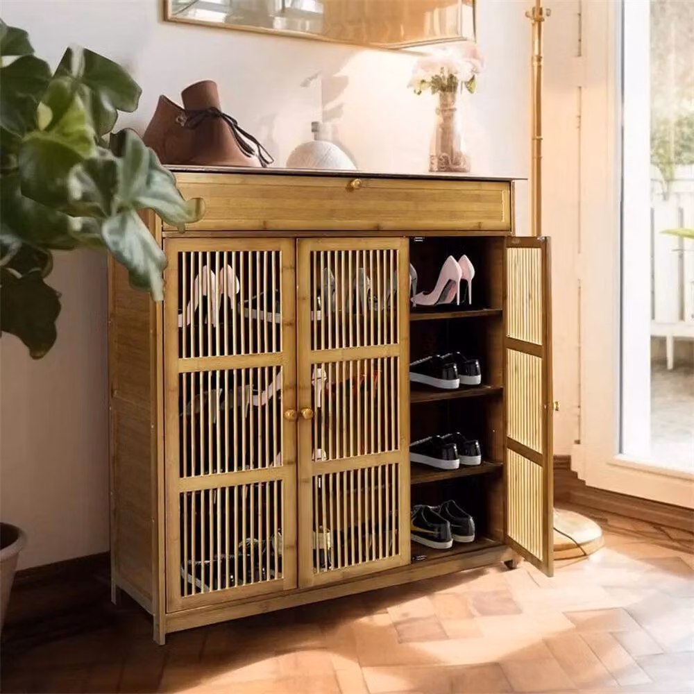 FLAVORA Large Wooden Shoe Cabinet Storage Cupboard in Brown – 6