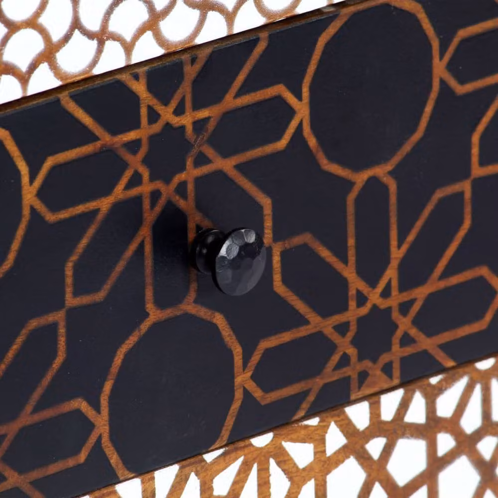 Berkfield Home Geometric Patterned Sideboard in Brown Solid Mango Wood, W/D/H: 90 x 30 x 70 cm – 4