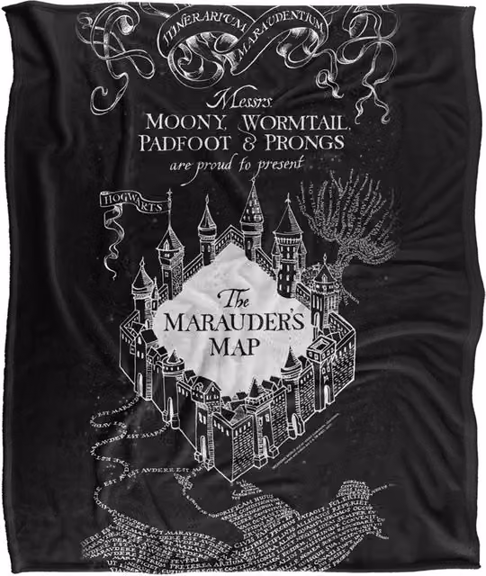 Warner Brothers Harry Potter Black and White Map Fleece Throw Blanket W/D/H: 152 x 127 cm – 6
