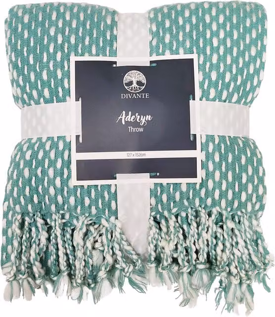 Divante Aderyn Dotted Throw in Petrol Blue, W/D: 127 x 127 cm