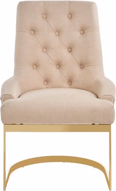 Orsina Modern Beige Fabric Dining Chair with Gold Cantilever Base – 1