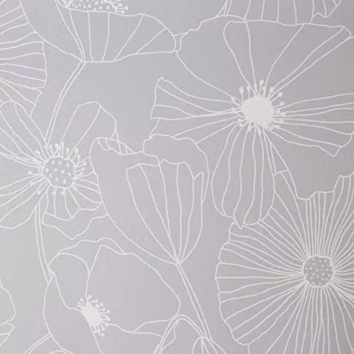 Fresco Linear Grey Floral Botanical Modern Wallpaper Roll
