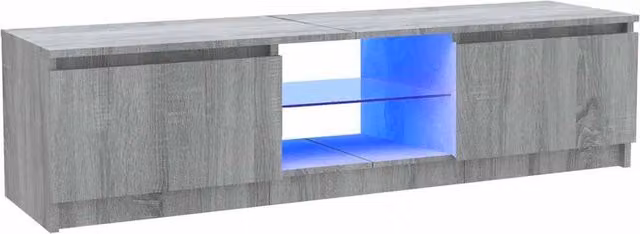 Berkfield Home Modern TV Cabinet with LED Lights in Grey Sonoma, W/D/H: 120 x 30 x 35.5 cm