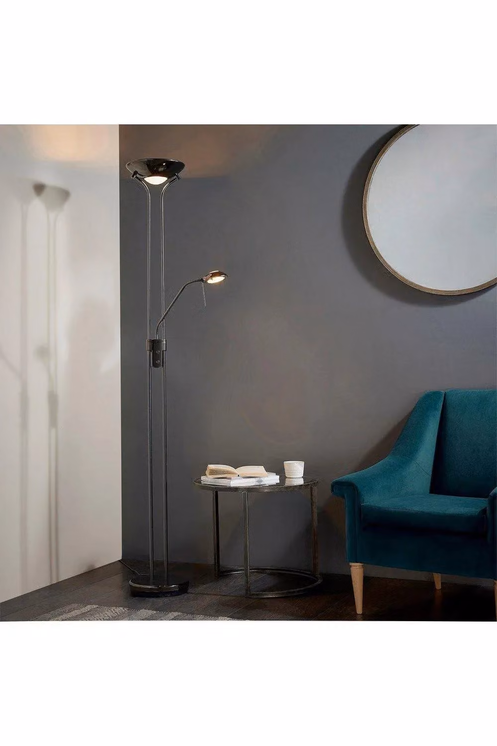 Netlighting Rome Mother & Child Floor Lamp in Black and Chrome with Opal Glass and E27 Socket – 2