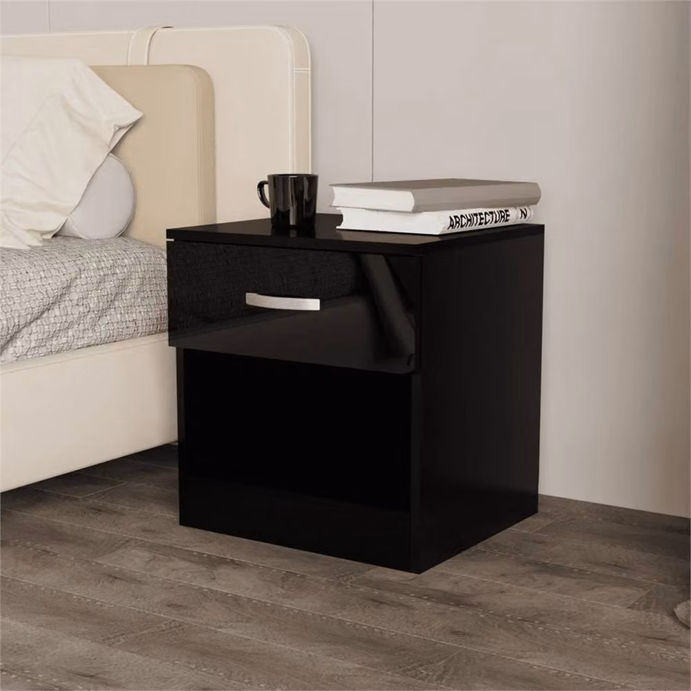 PAWNORA Modern Black Bedroom Bedside Table – 4