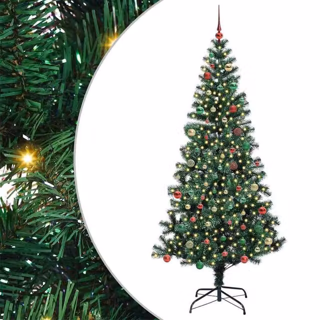 Berkfield Home Pre-lit Artificial Christmas Tree in Green, Height: 210 cm