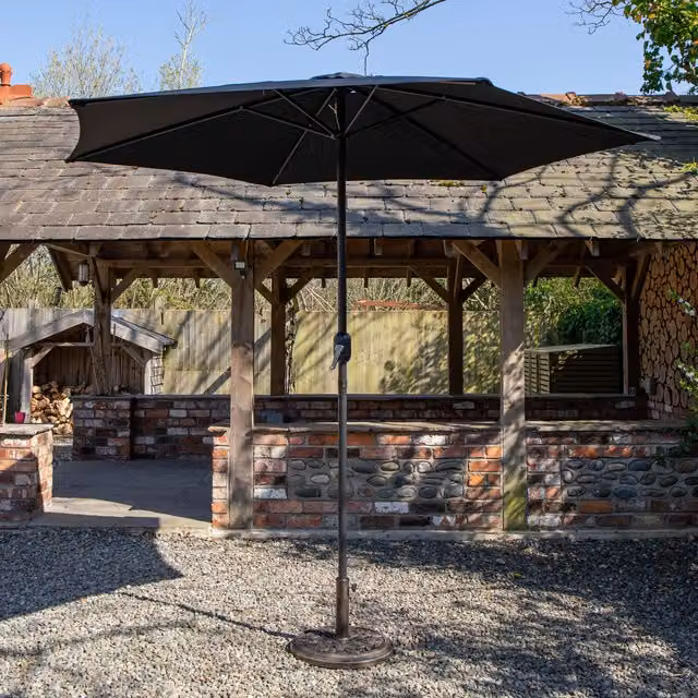 Samuel Alexander Havana Garden Patio Parasol with Crank Handle and 9kg Base, Black