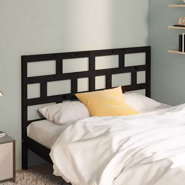 Berkfield Home Beautiful Bed Headboard in Black Solid Pine Wood, W/D/H: 141 x 4 x 100 cm – 1