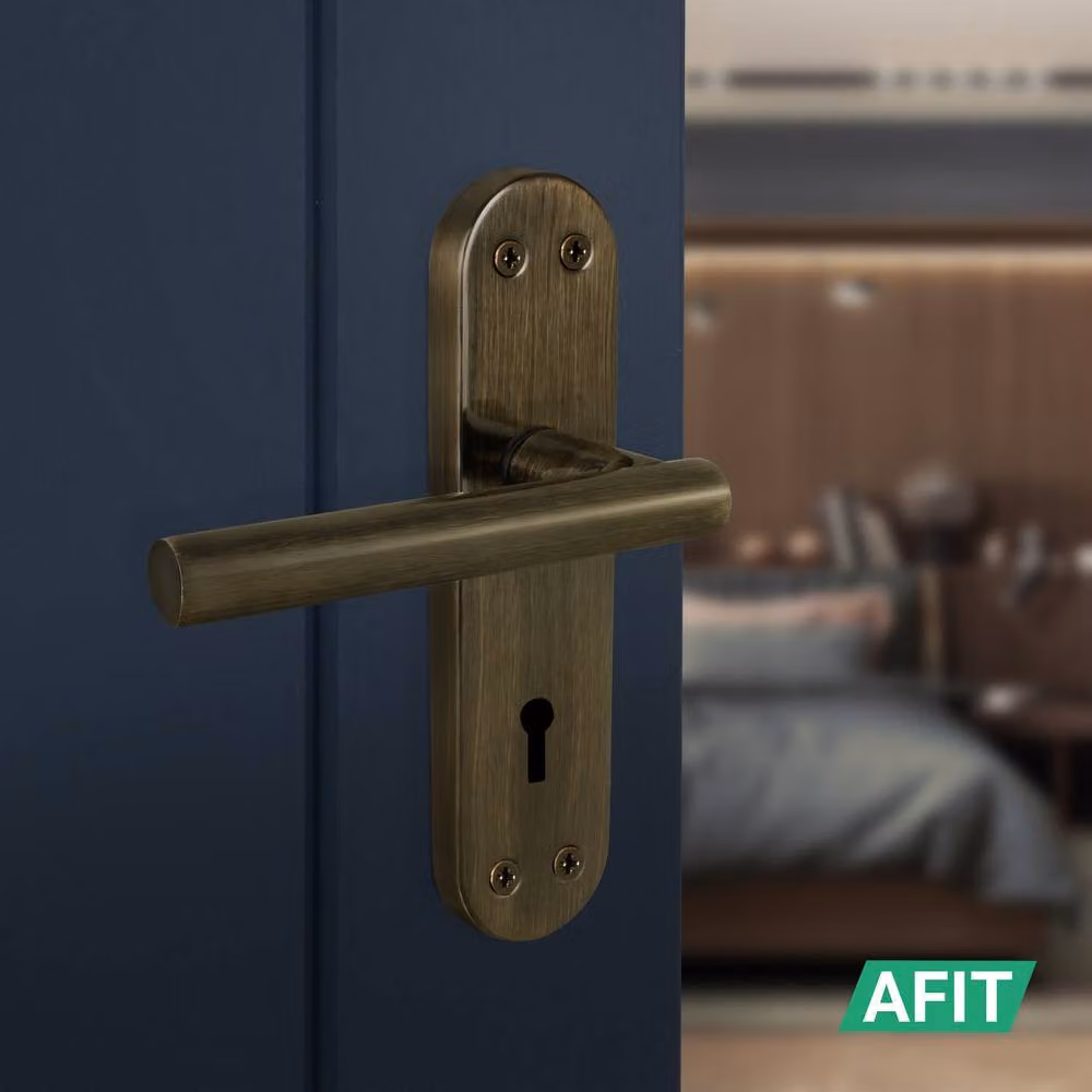 AFIT T-Bar Antique Brass Internal Lock Backplate Handles in Bronze, 150 x 150 mm – 4