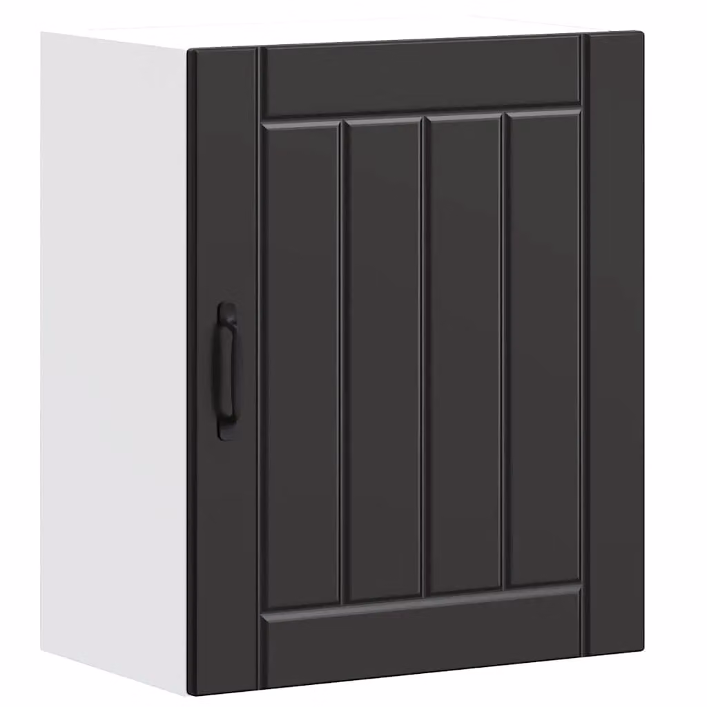 Berkfield Home Lucca Black Matt Kitchen Wall Cabinet with Glass Doors – 1