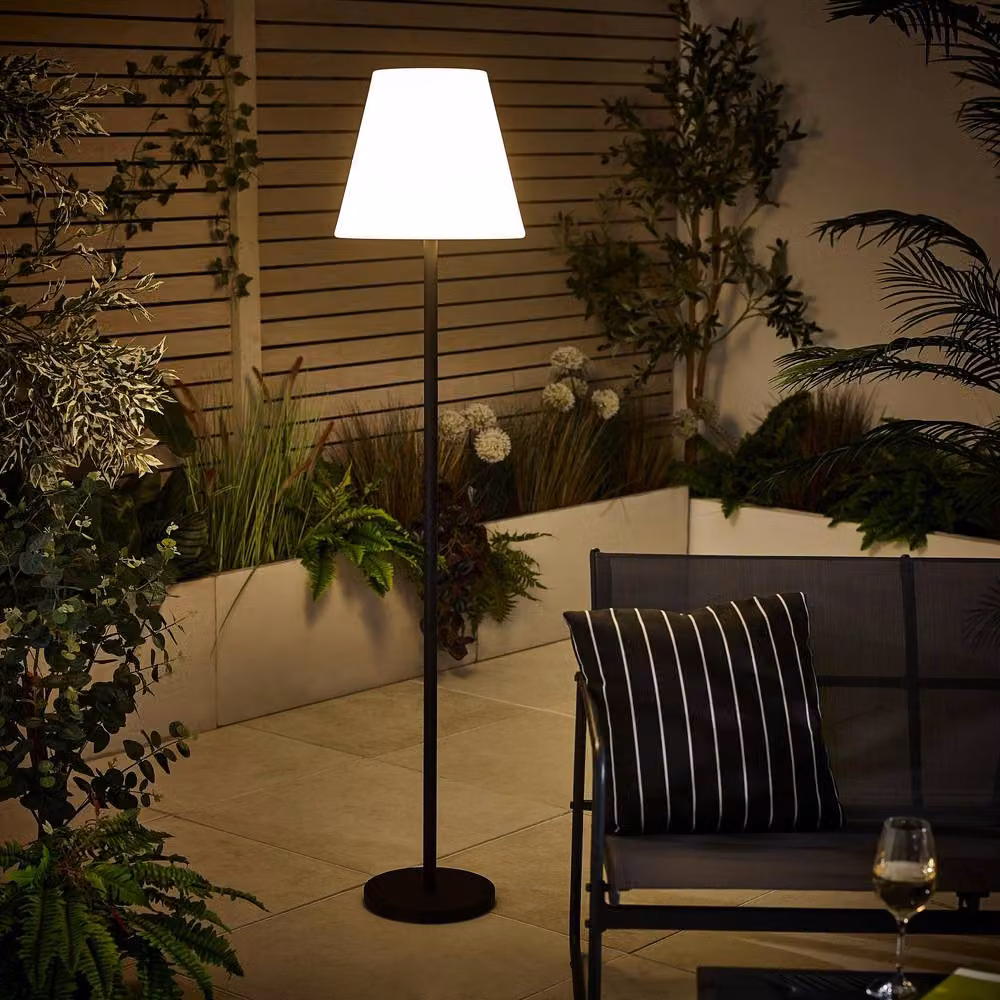 FurnitureboxUK Helia Solar Outdoor Floor Light in Cream and Black with Remote Control and Dimmable RGB Settings, Height: 150 cm – 3