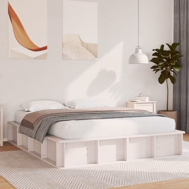 Berkfield Home Bed Frame with Lift-Up Storage in White, Solid Pine, 160 x 200 cm – 1