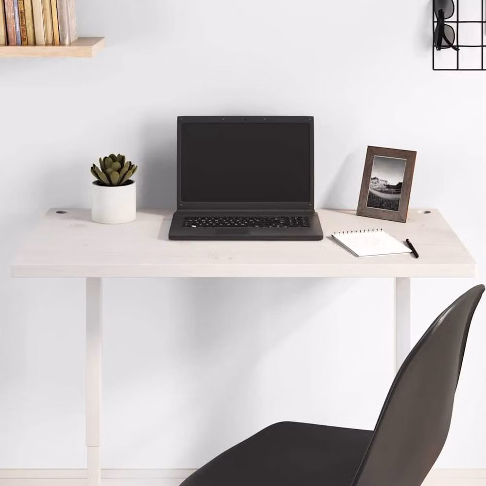 Berkfield Home White Solid Wood Pine Desk Top W/D/H: 80 x 40 x 2.5 cm – 2