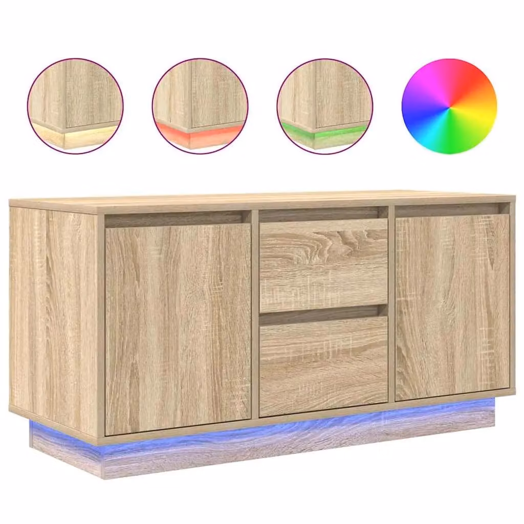 Berkfield Home Modern TV Cabinet with LED Lights in Sonoma Oak Brown, W/D/H: 100 x 41 x 50 cm – 1