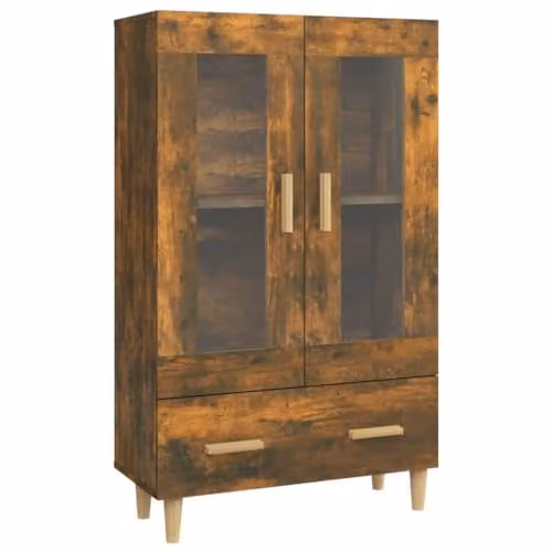 vidaXL Modern Highboard in Smoked Oak, Brown Engineered Wood, W/D/H: 70 x 31 x 115 cm