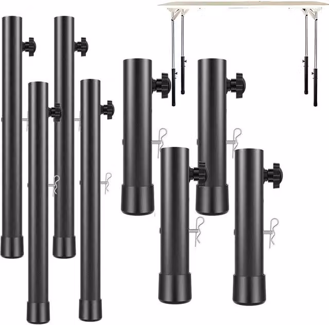 NESTLUNE 4-Piece Heavy Duty Steel Folding Table Leg Extenders in Black, 20 cm