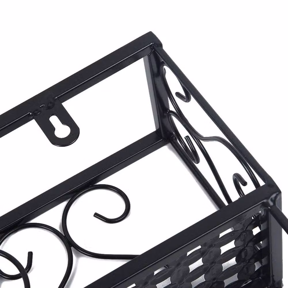 Hinsinc Wall-mounted Metal and Glass Wine Bottle Storage Rack in Black – 6