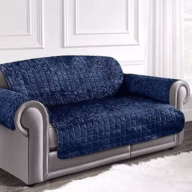 Intimates Blue Velvet 3 Seater Sofa Protector, Water Repellent and Stain Resistant