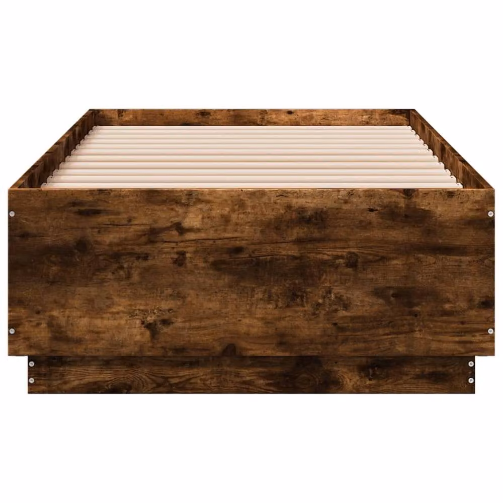 Berkfield Home Durable Bed Frame with LED Under-Bed Lighting in Smoked Oak Brown, W/D/H: 80 x 190 x 40 cm – 5