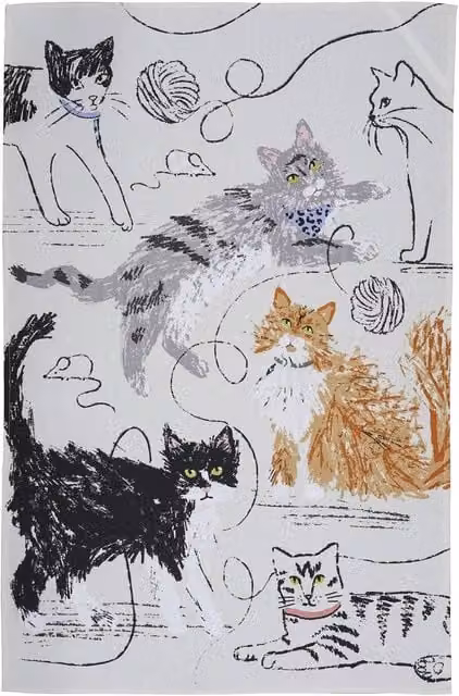 Ulster Weavers Feline Friends Animal Print 100% Cotton Tea Towel in Grey, Brown and Multicolour – 1