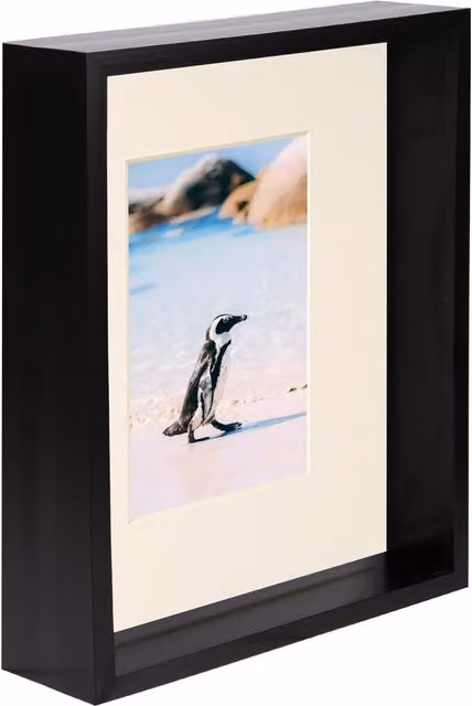 Nicola Spring Single Rectangular 3D Deep Box Photo Frame in Black and Yellow with Glass and Plastic, W: 25.4 cm x H: 25.4 cm