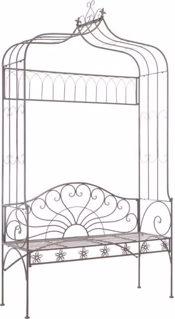Berkfield Home Metal Garden Bench in Antique Brown, Width: 122 cm