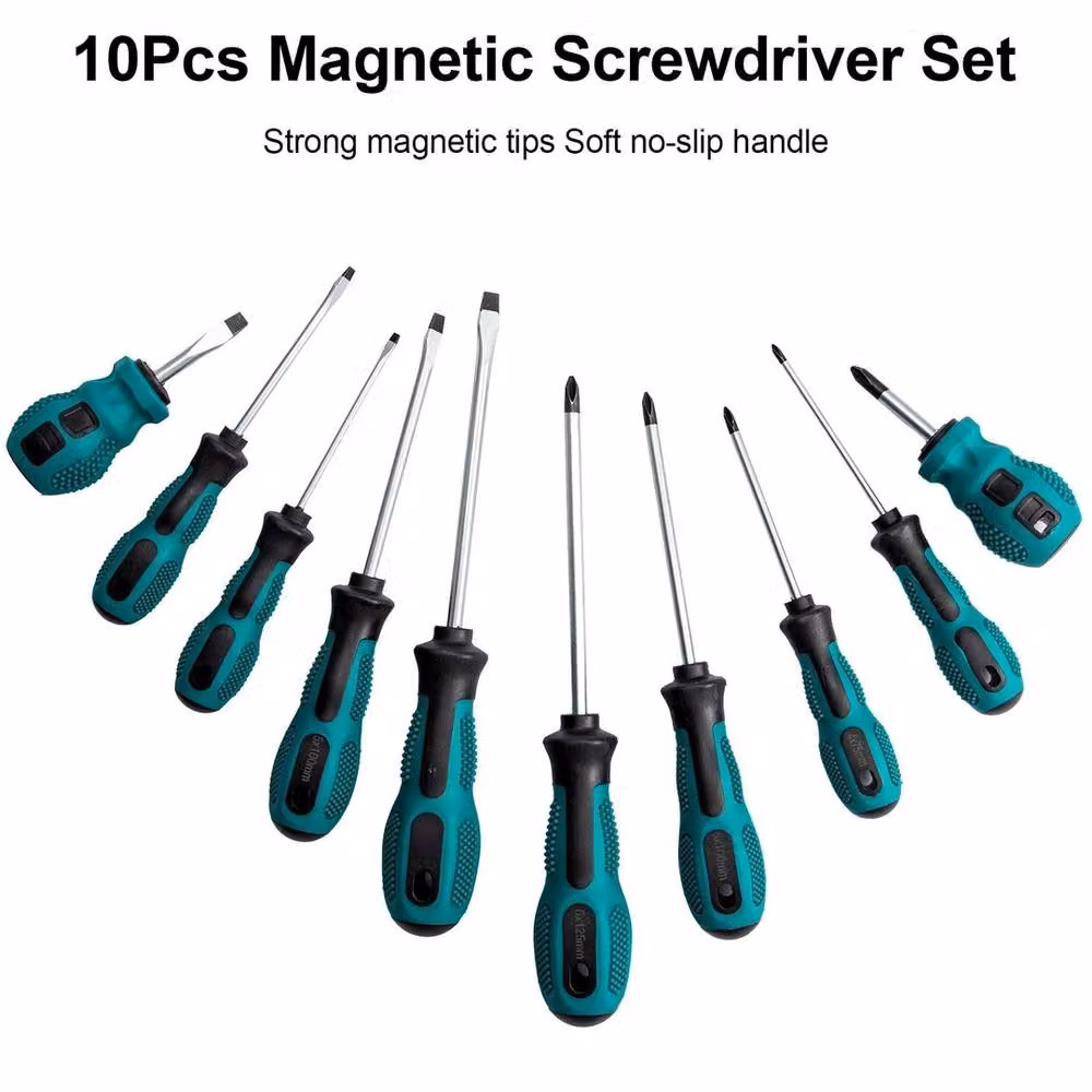 VOGREX 10-Piece Heavy Duty Magnetic Screwdriver Set with 5 Flat and 5 Cross Heads in Multicolour – 2