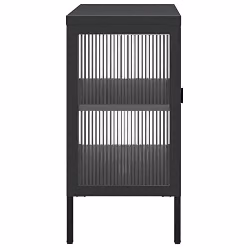 vidaXL Modern Black Sideboard with Glass and Metal, W/D/H: 105 x 35 x 70 cm – 5